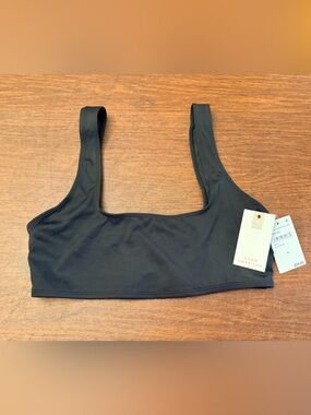 Good American Black Compression Swim Bralette Top, Size Medium NEW NWT